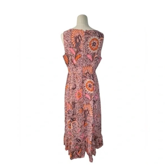 MADEWELL - Lace-Up Ruffle-Hem Midi Dress in Bali Blooms - Picture 4 of 9